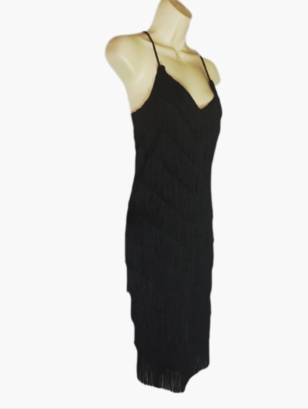 Mademoiselle Dress Flapper Fringe Evening Party Black Dress Size 7